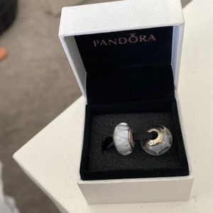 Two white pandora charms silver BNIB